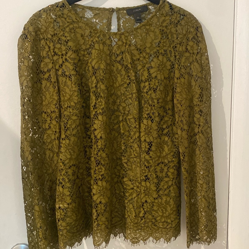J.Crew Olive Green Lace blouse